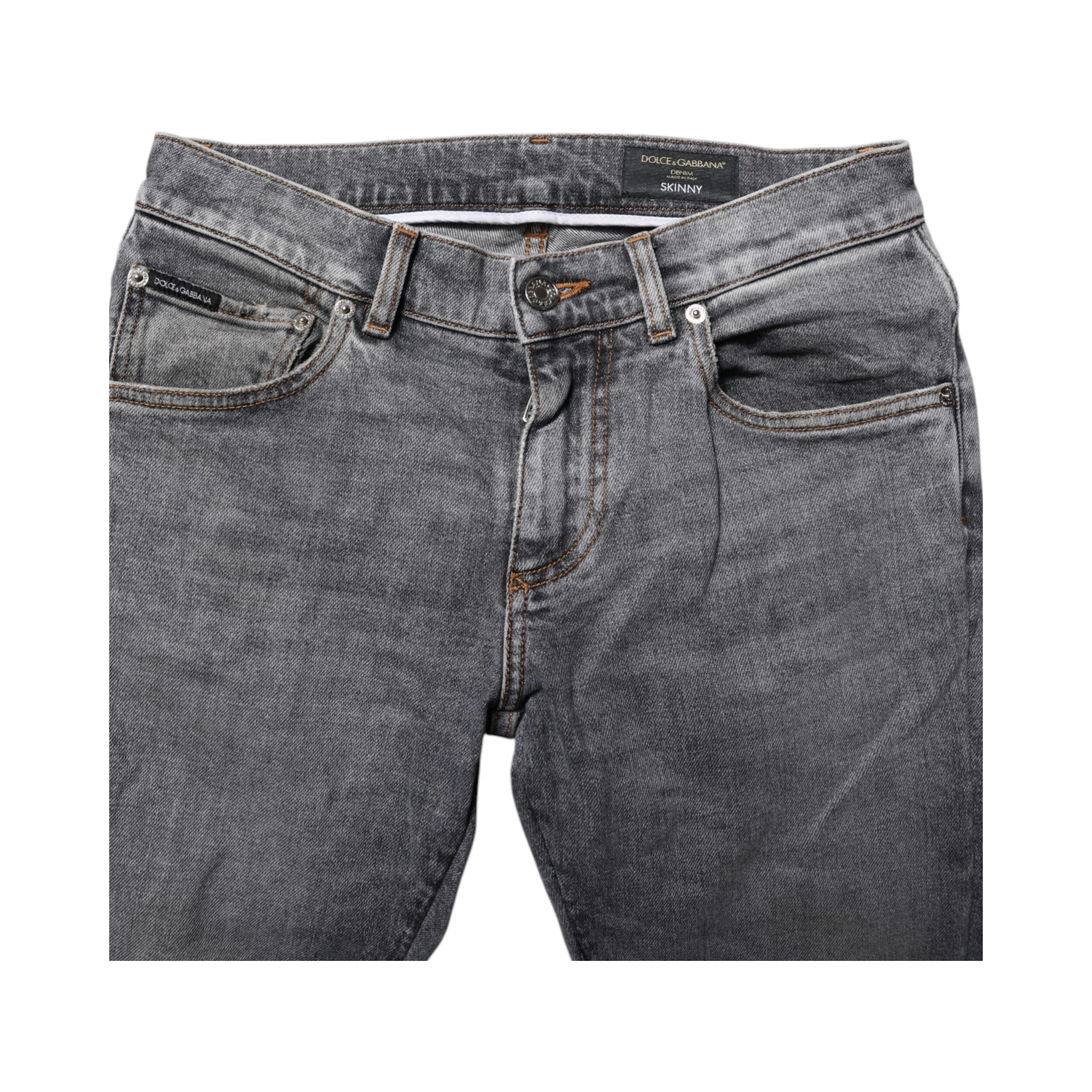 Gray Cotton Skinny Men Denim Jeans
