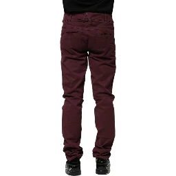Maroon Cotton Stretch Skinny Fit Men Denim Jeans