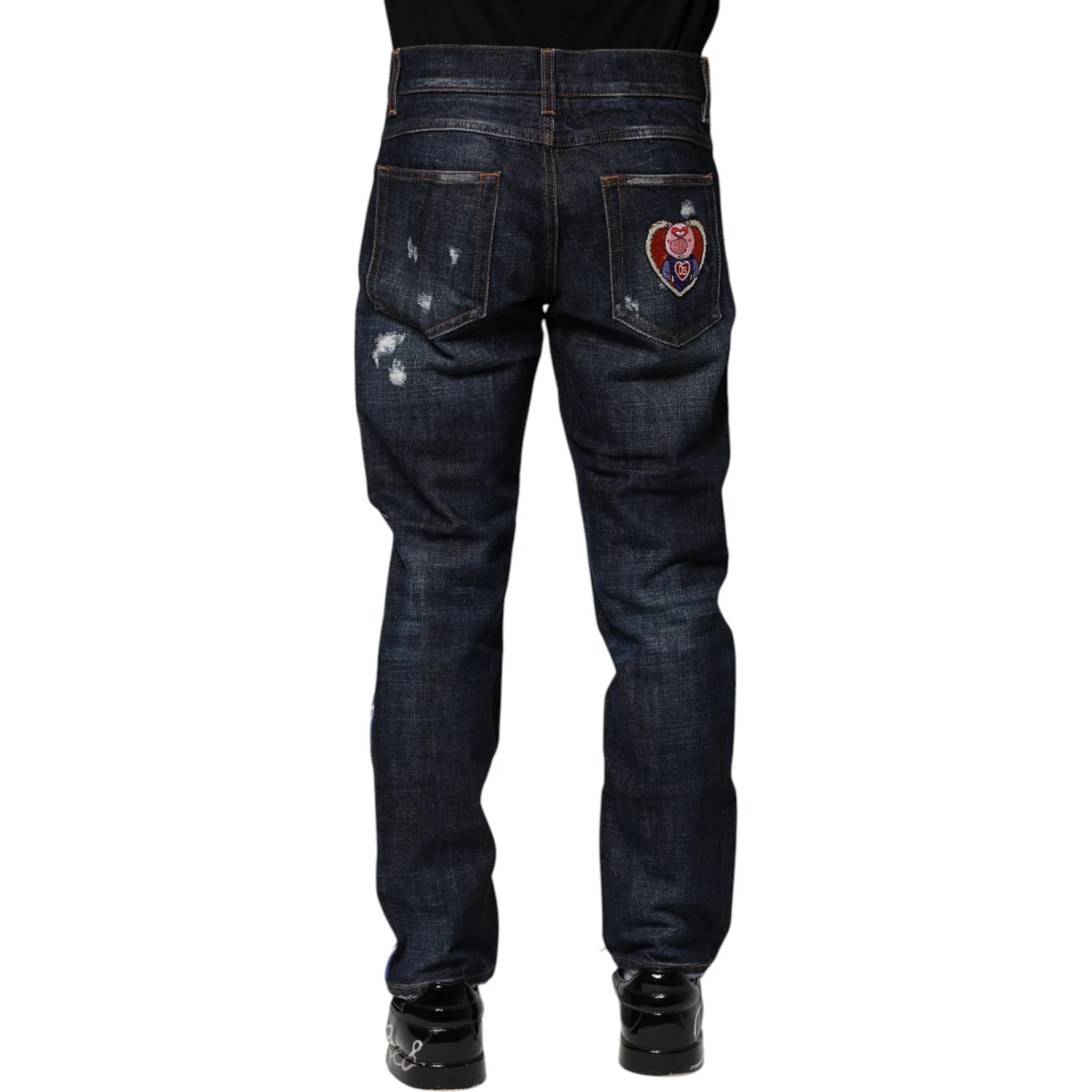 Dark Blue Tattered Skinny Denim Jeans
