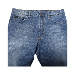 Blue Cotton Stretch Men Denim Bermuda Shorts
