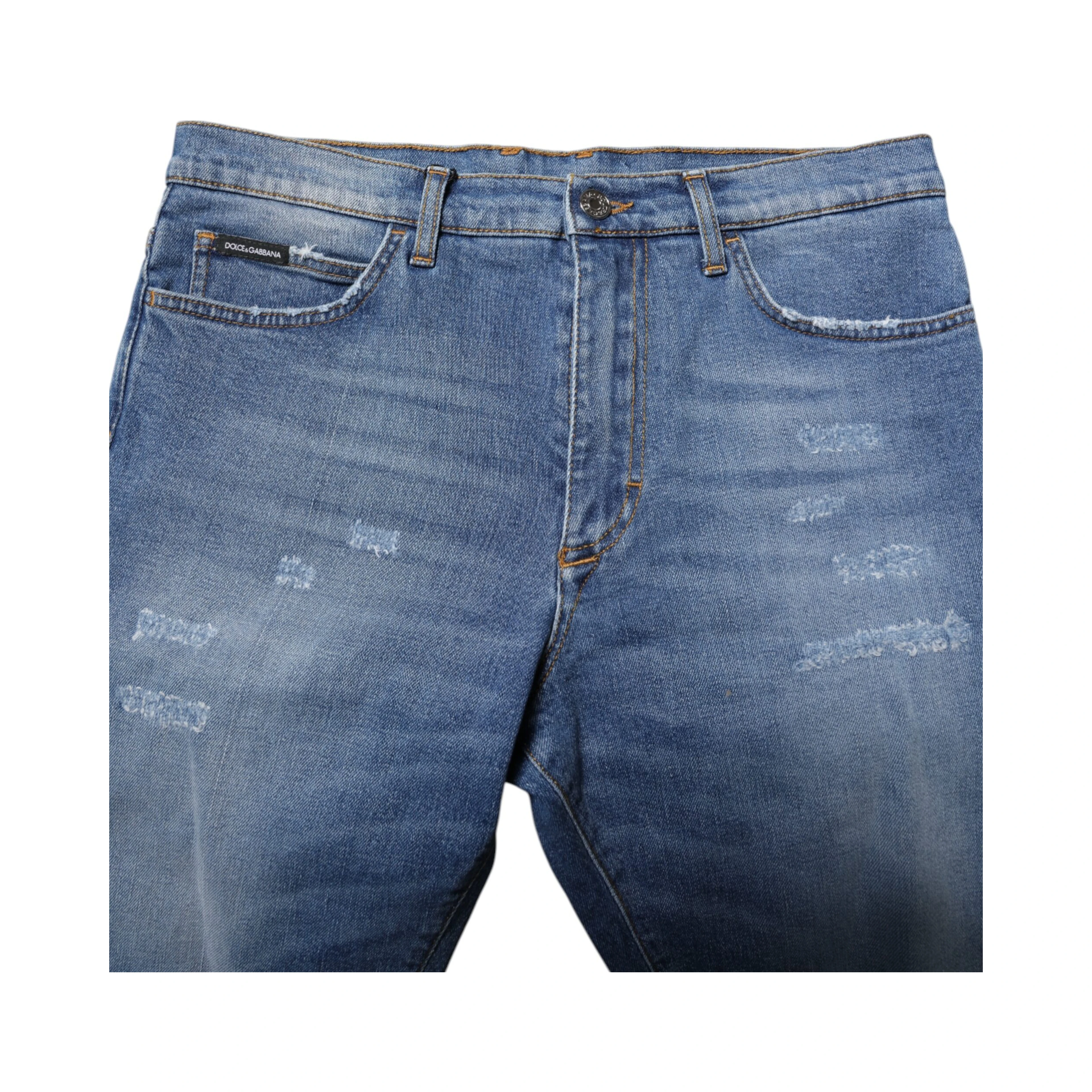 Blue Cotton Stretch Men Denim Bermuda Shorts