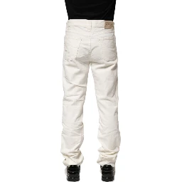 White Cotton Stretch Straight Fit Men Denim Jeans