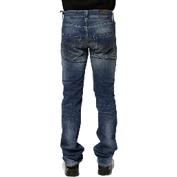 Blue Washed Skinny Fit Casual Men Denim Jeans