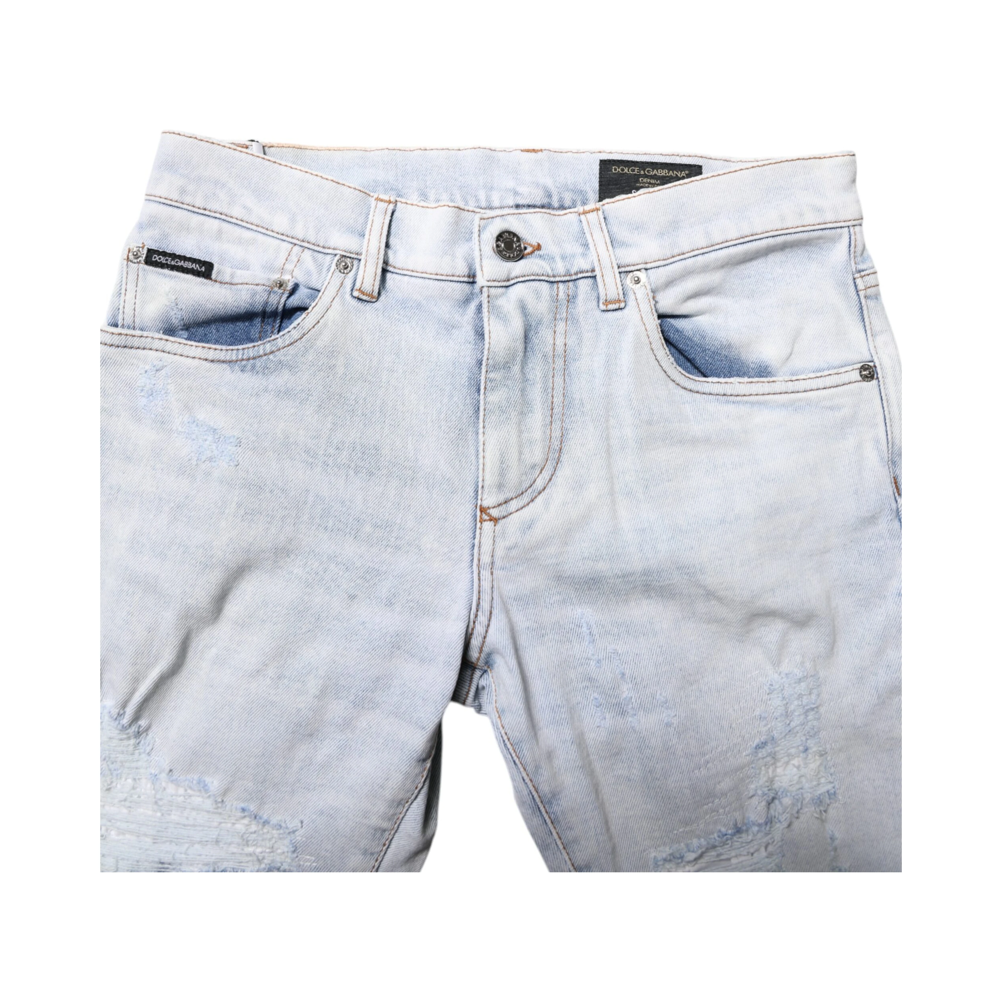 Light Blue Tattered Skinny Denim Jeans