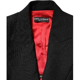 Black Wool Zipper Detailing Blazer Jacket