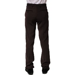 Dark Brown Mid Waist Dress Formal Pants