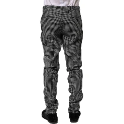 Black White Checkered Tapered Dress Pants