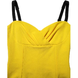 Yellow Polyester Sleeveless Sheath Midi Dress