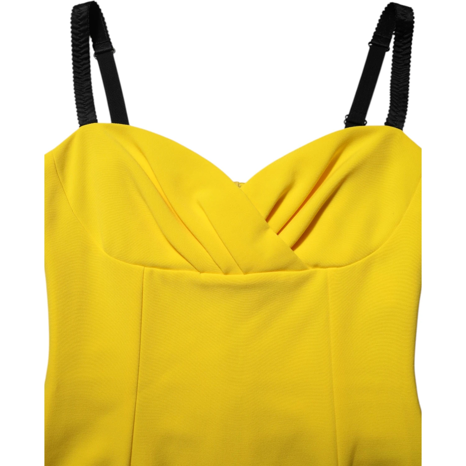 Yellow Polyester Sleeveless Sheath Midi Dress