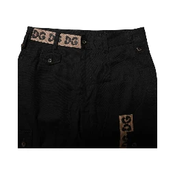 Black Cotton Cargo Casual Pants
