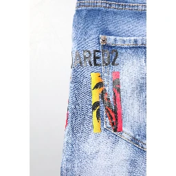 Blue Washed Cotton Mid Waist Skinny Denim Jeans