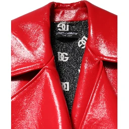 Red Lambskin Full Zipper Jacket