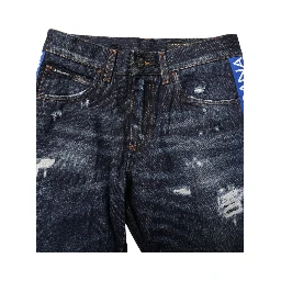 Dark Blue Tattered Skinny Denim Jeans