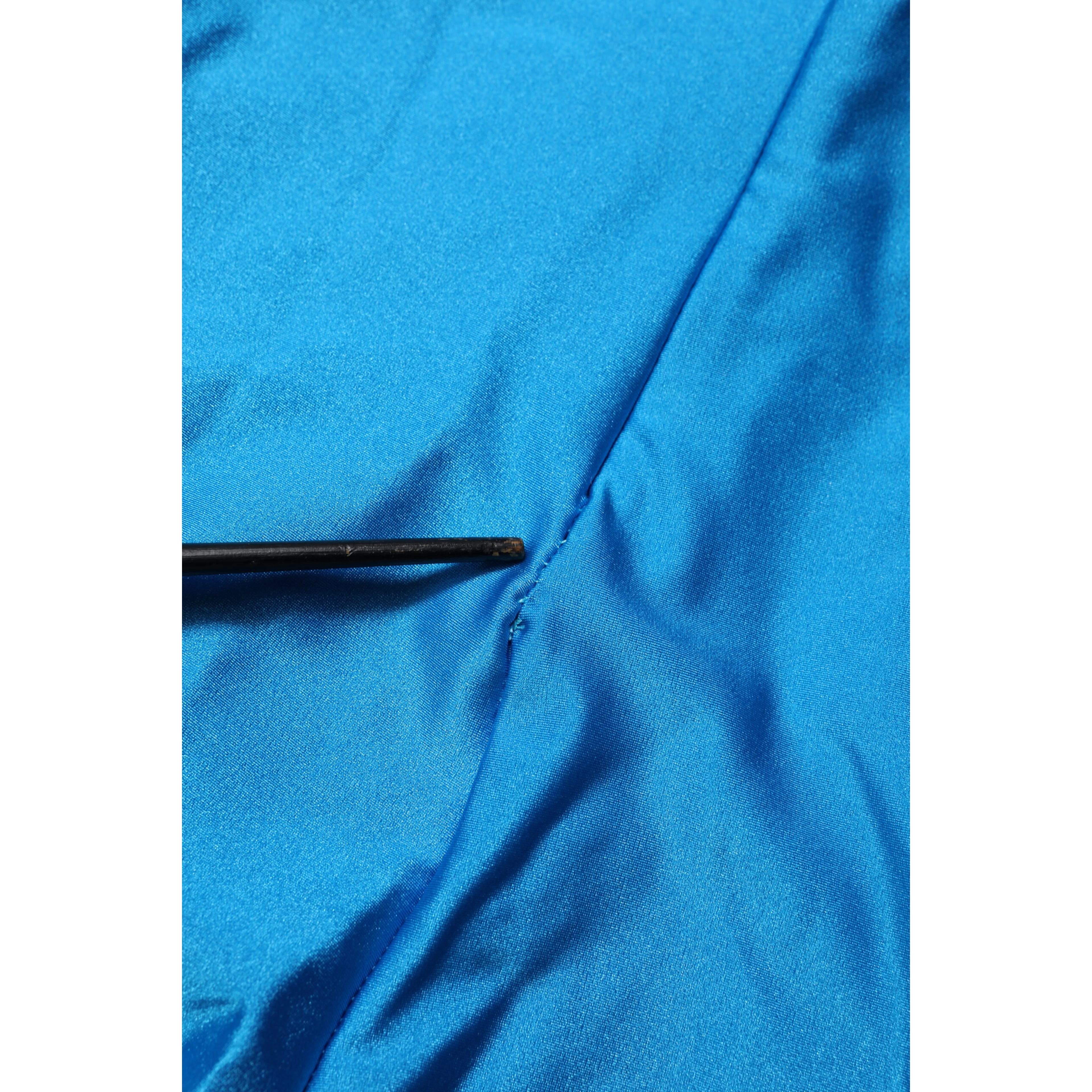 Blue Nylon Turtleneck Bodycon Jumpsuit Dress
