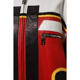 Multicolor Leather Biker Full Zip Coat Jacket