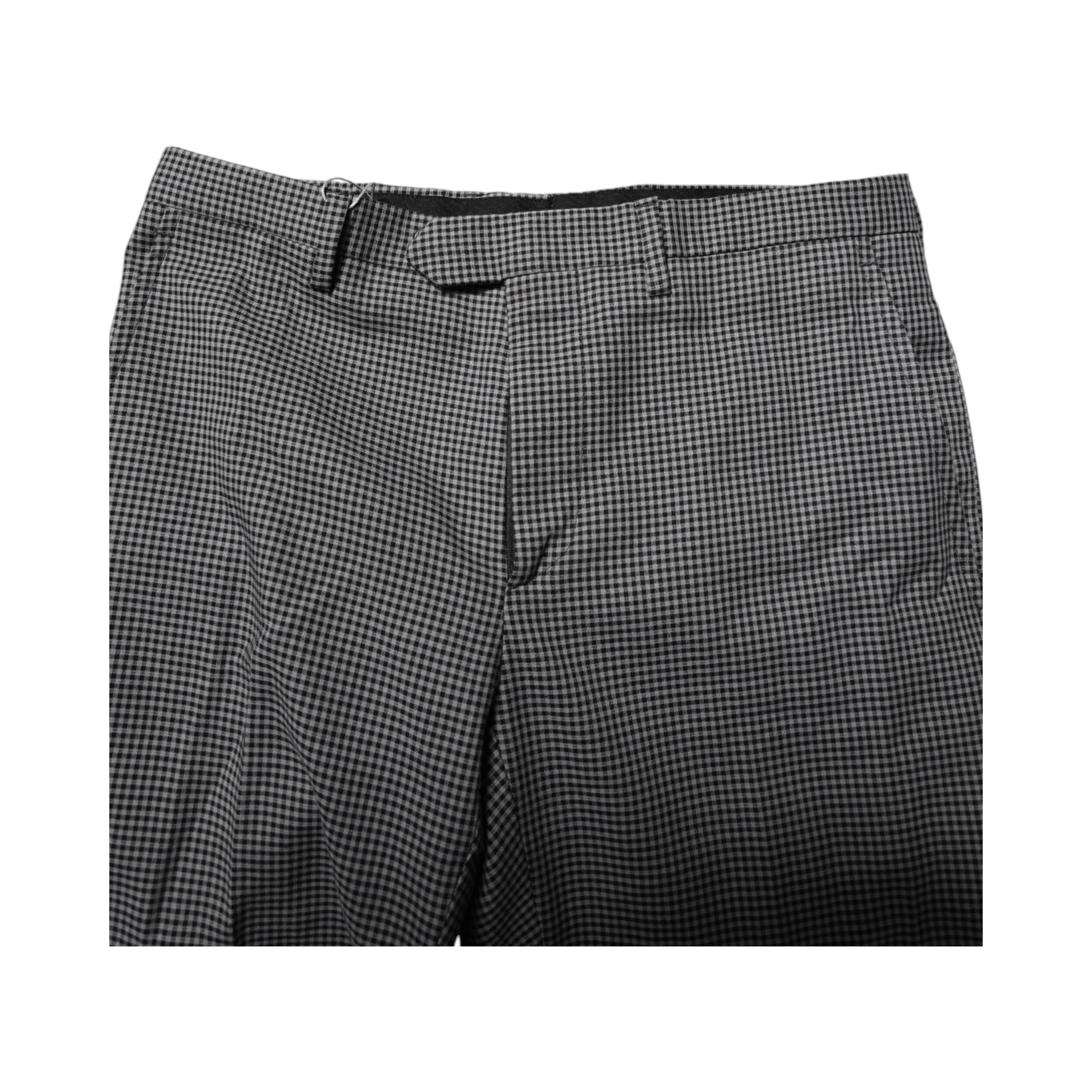 Black White Checkered Tapered Dress Pants