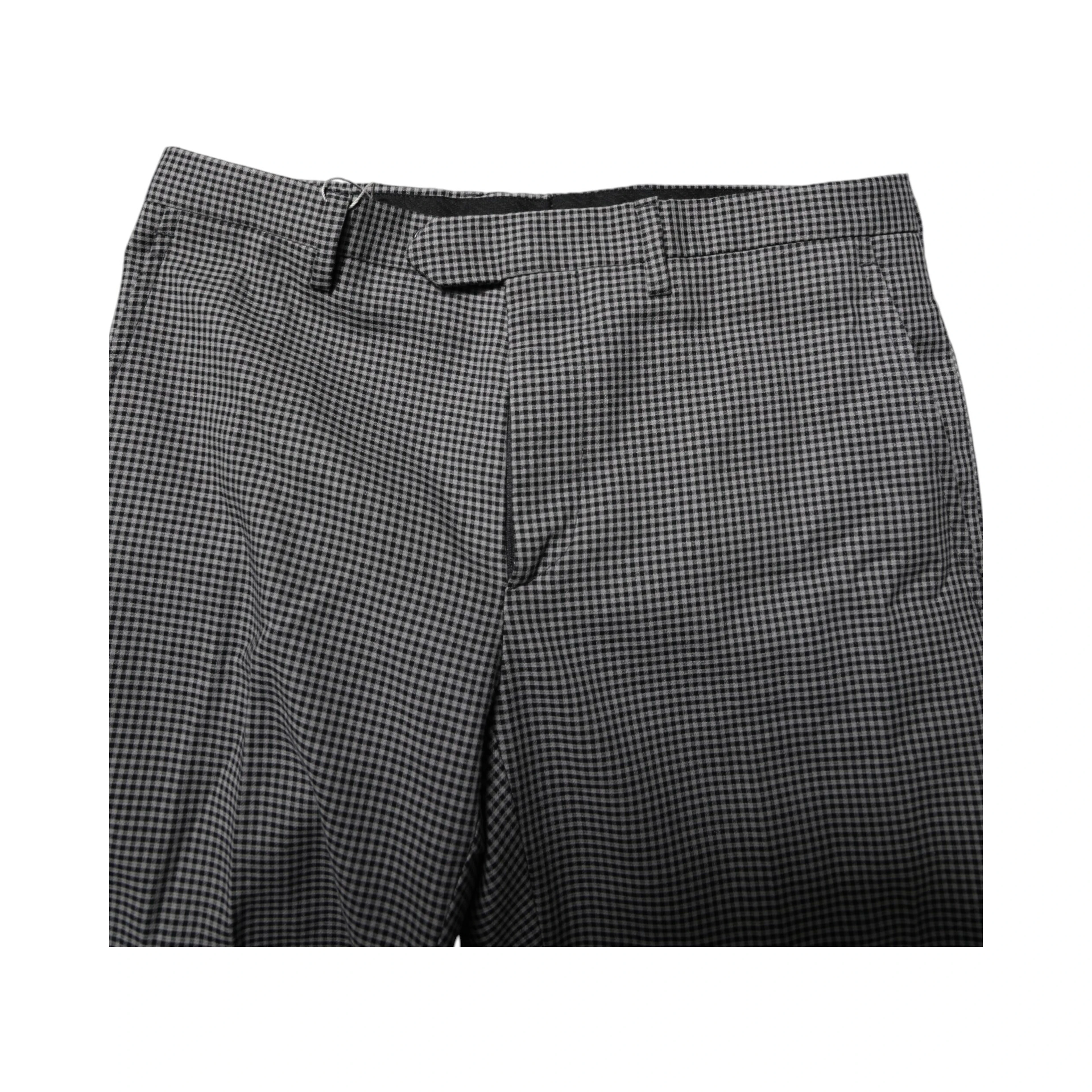 Black White Checkered Tapered Dress Pants
