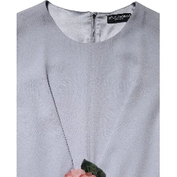 Gray Viscose ShortSleeve Sheath Midi Dress