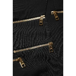 Black Wool Zipper Detailing Blazer Jacket