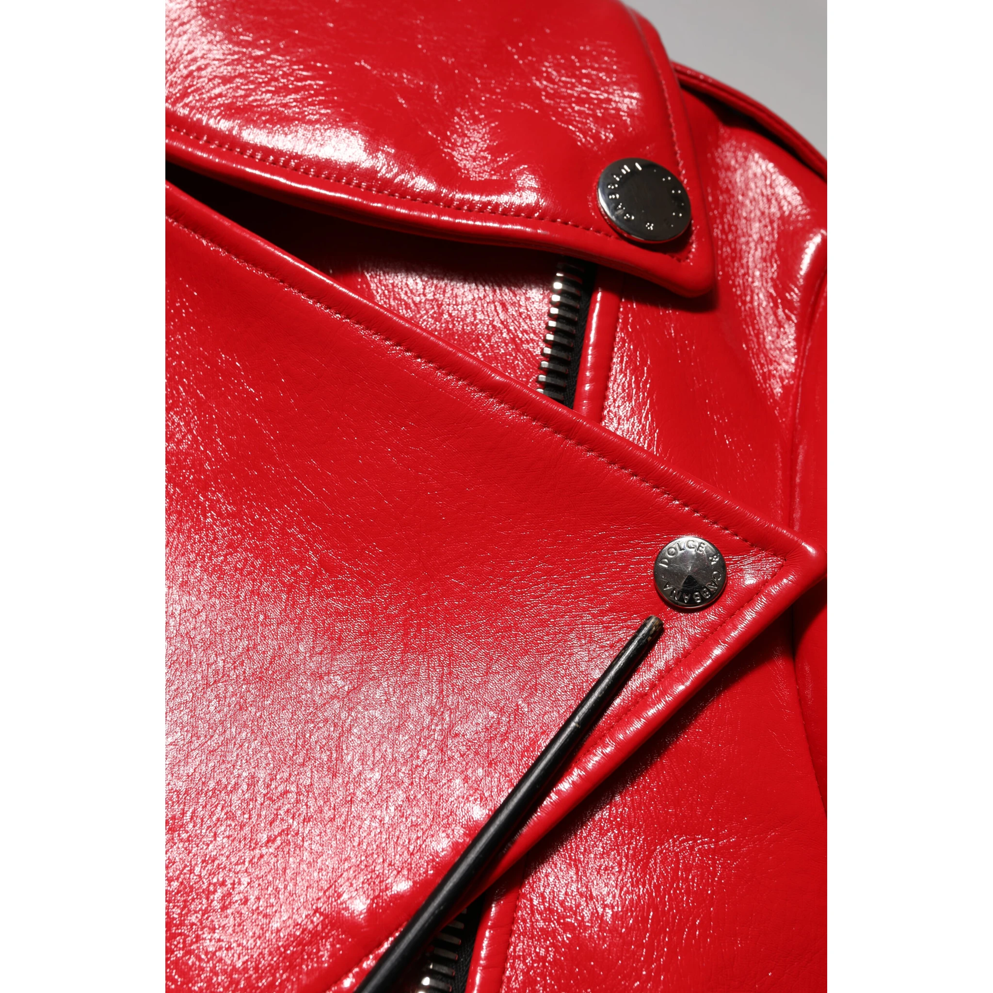 Red Lambskin Full Zipper Jacket