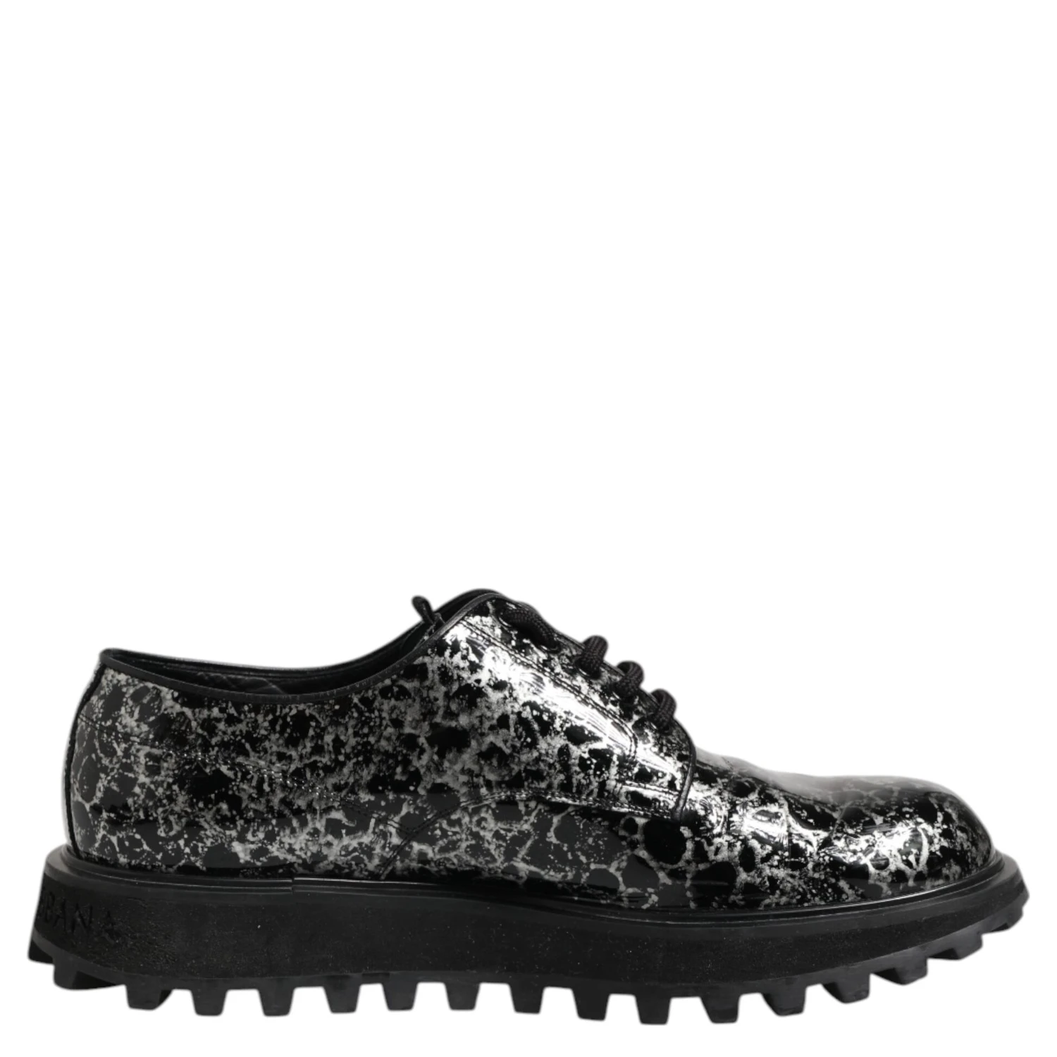 Black White Calfskin Chunky Derby Shoes