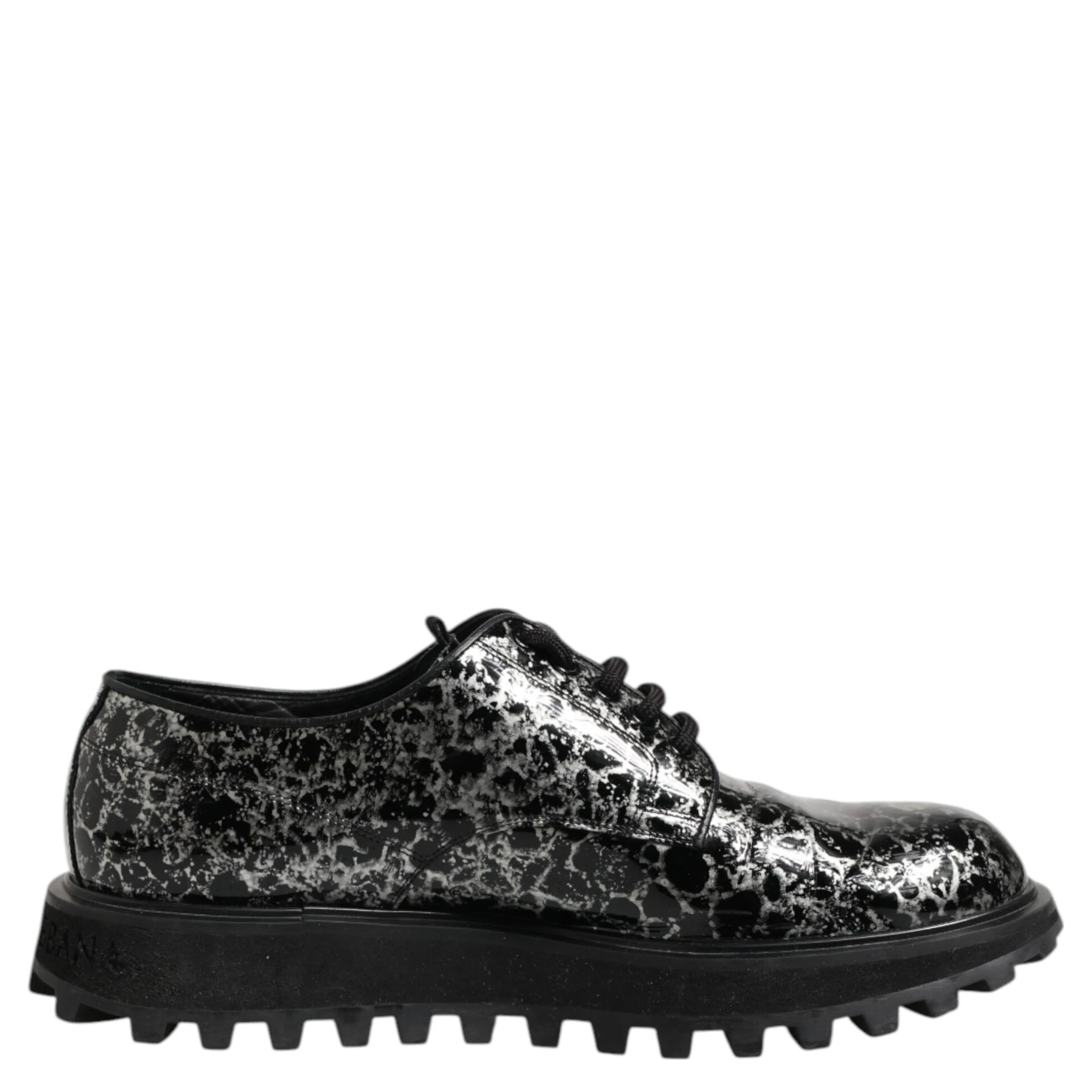 Black White Calfskin Chunky Derby Shoes