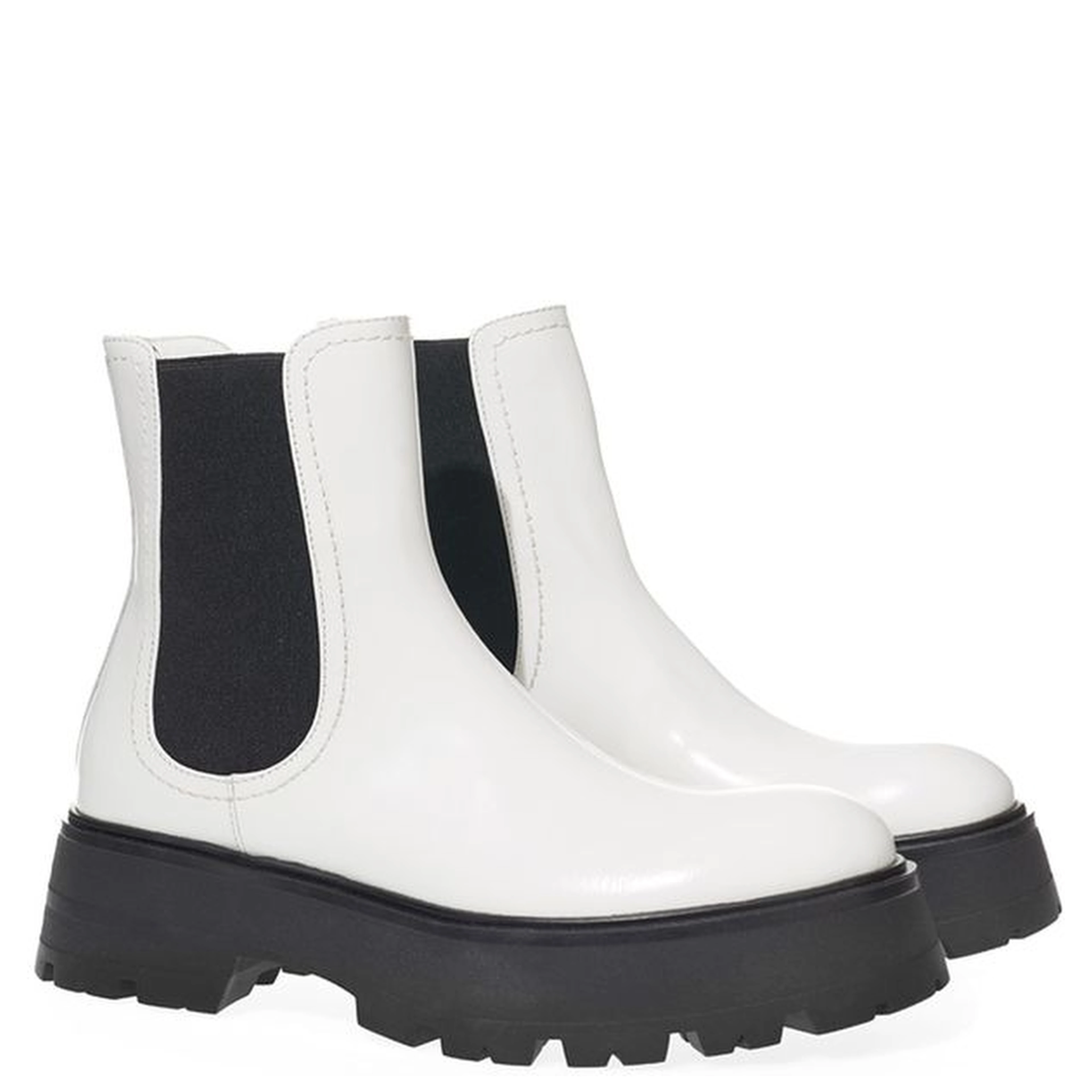 Black And White Leather Chelsea Boots