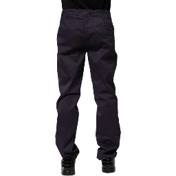 Dark Purple Mid Waist Casual Straight Pants