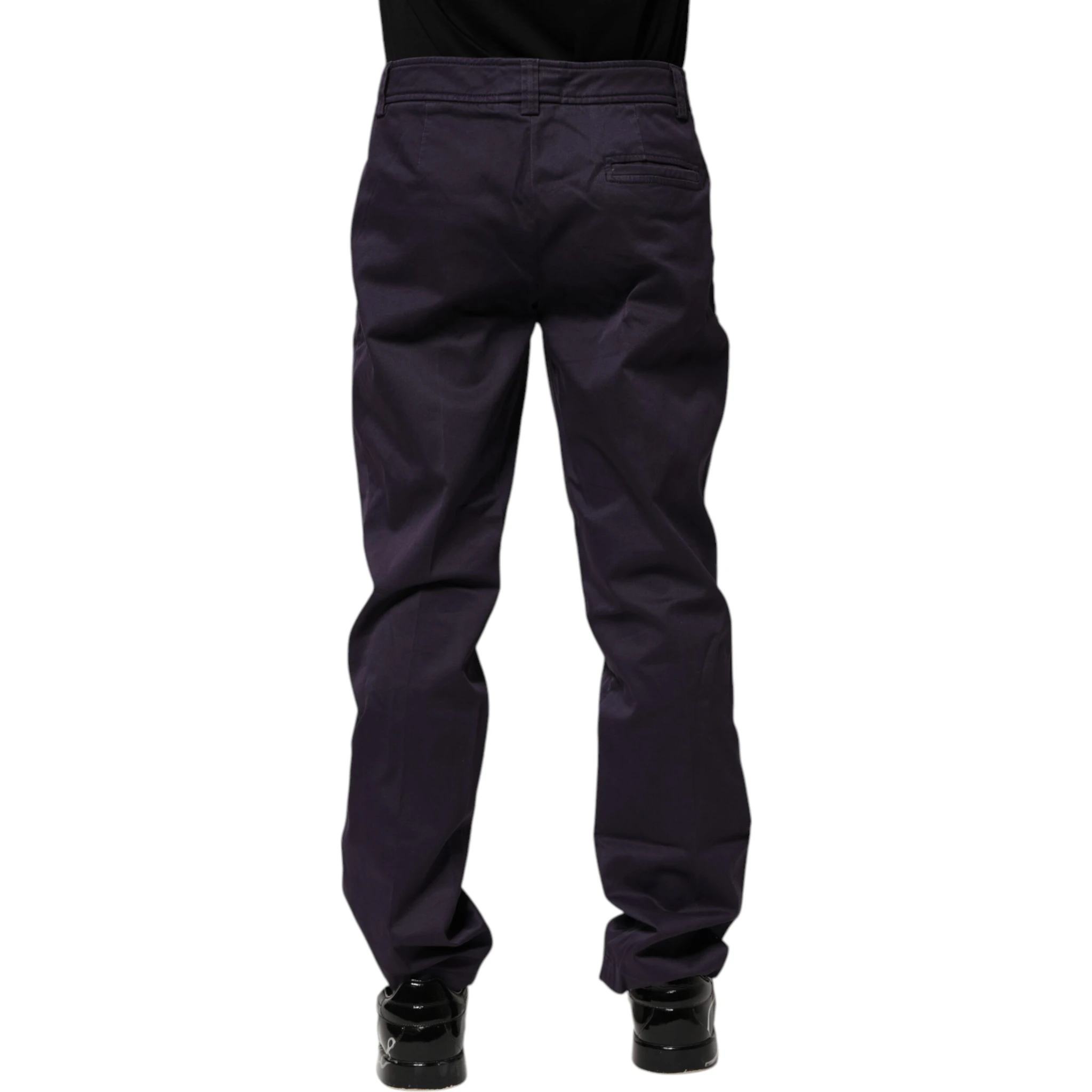 Dark Purple Mid Waist Casual Straight Pants