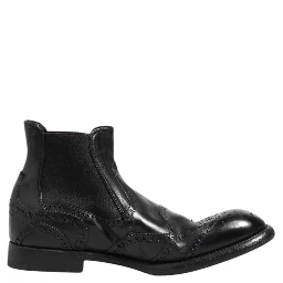 Black Leather Ankle Boots Slip On Shoes