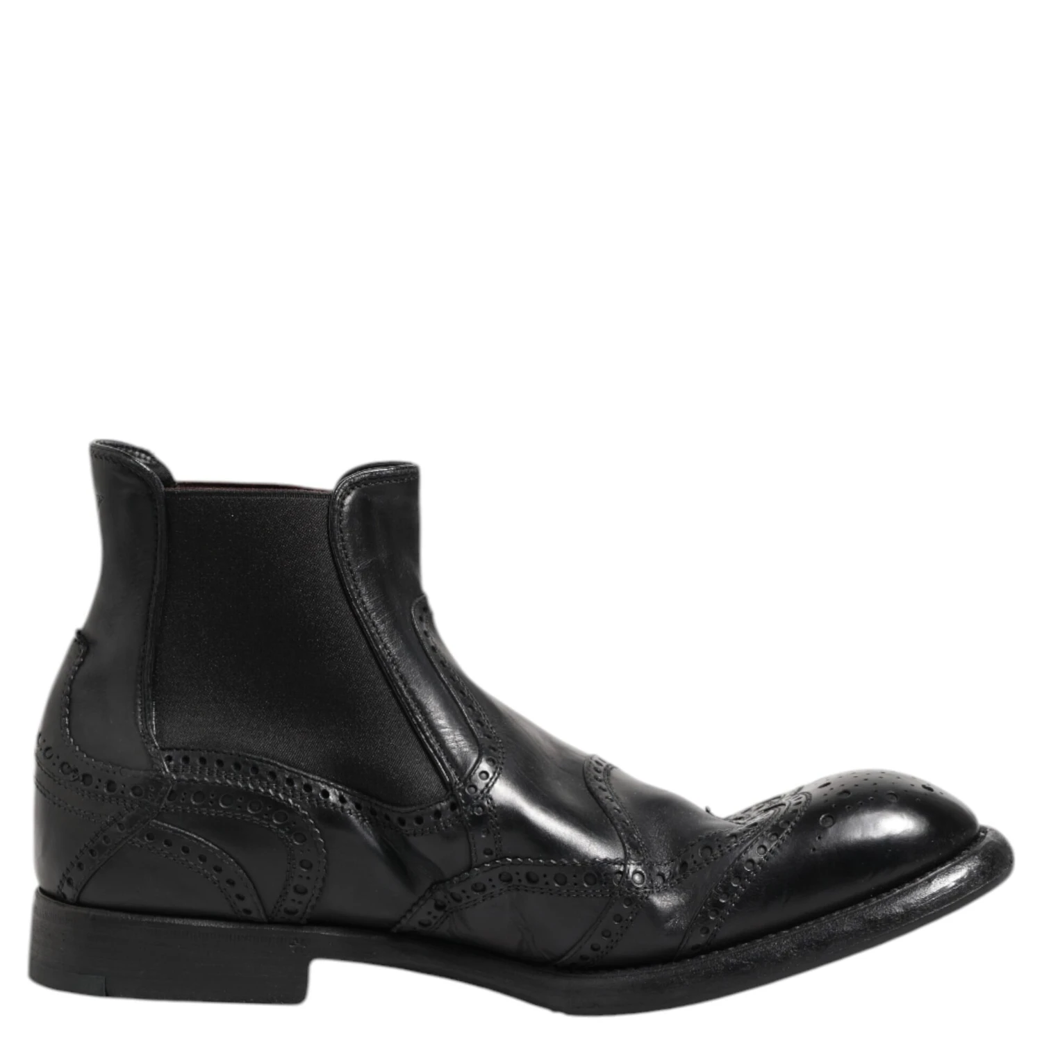 Black Leather Ankle Boots Slip On Shoes