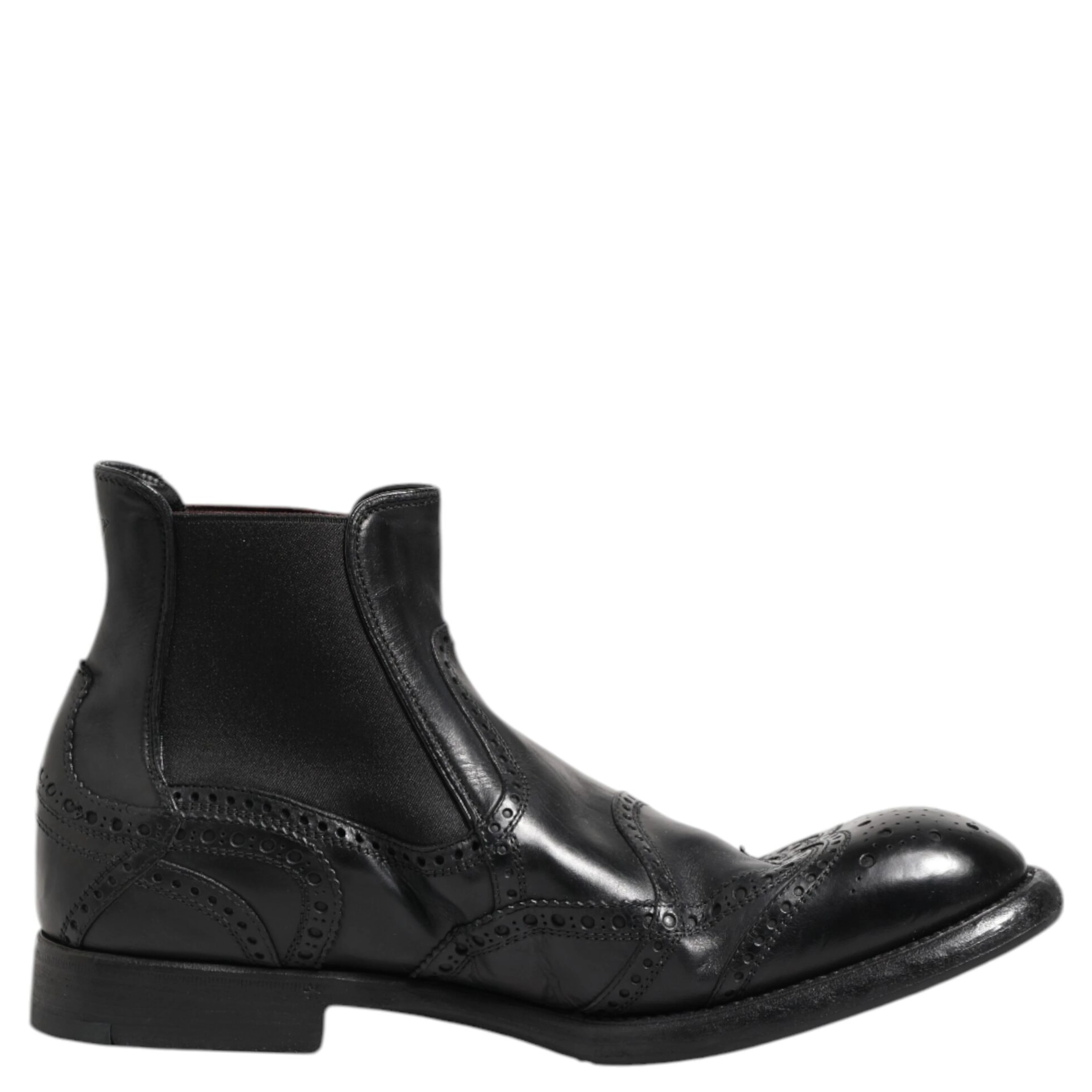 Black Leather Ankle Boots Slip On Shoes