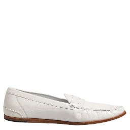 White Leather Loafers Moccasins Slip On Shoes