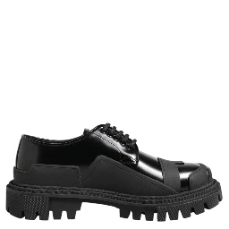 Black Patent Leather Trekking Derby Shoes