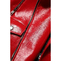 Red Lambskin Full Zipper Jacket