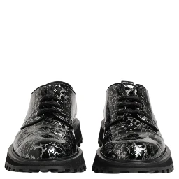 Black White Calfskin Chunky Derby Shoes