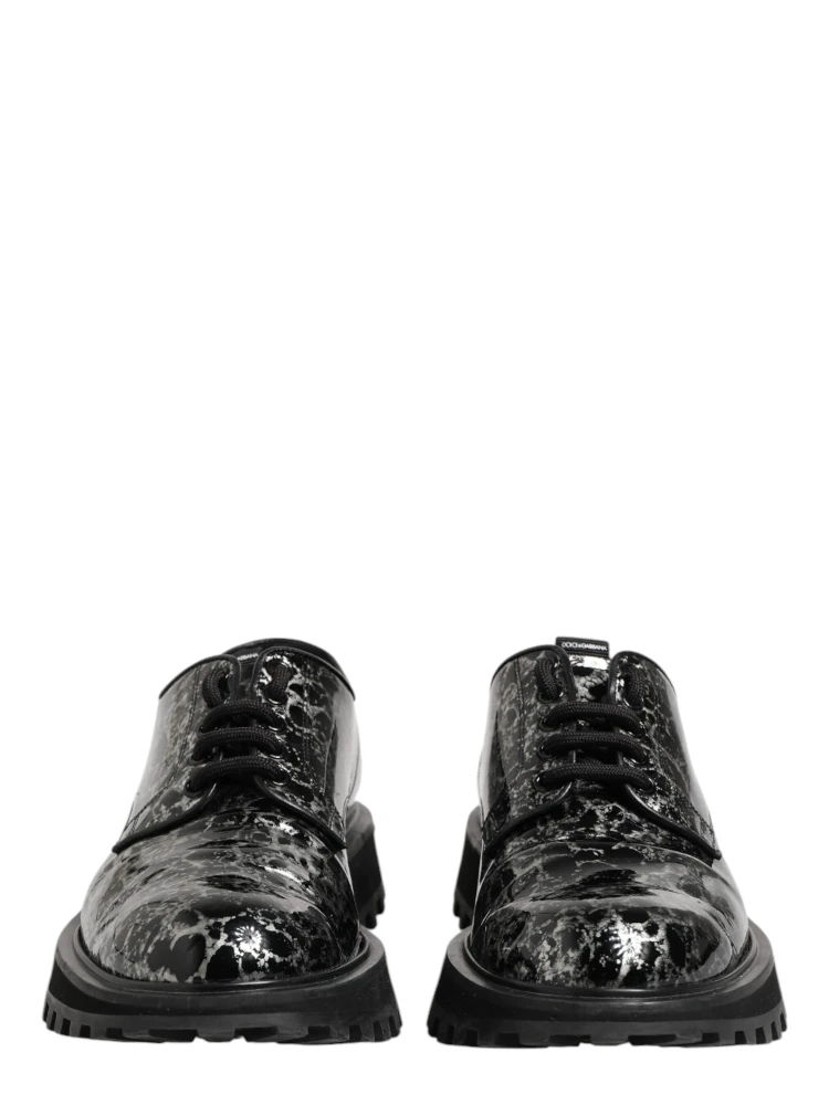 Black White Calfskin Chunky Derby Shoes alternative