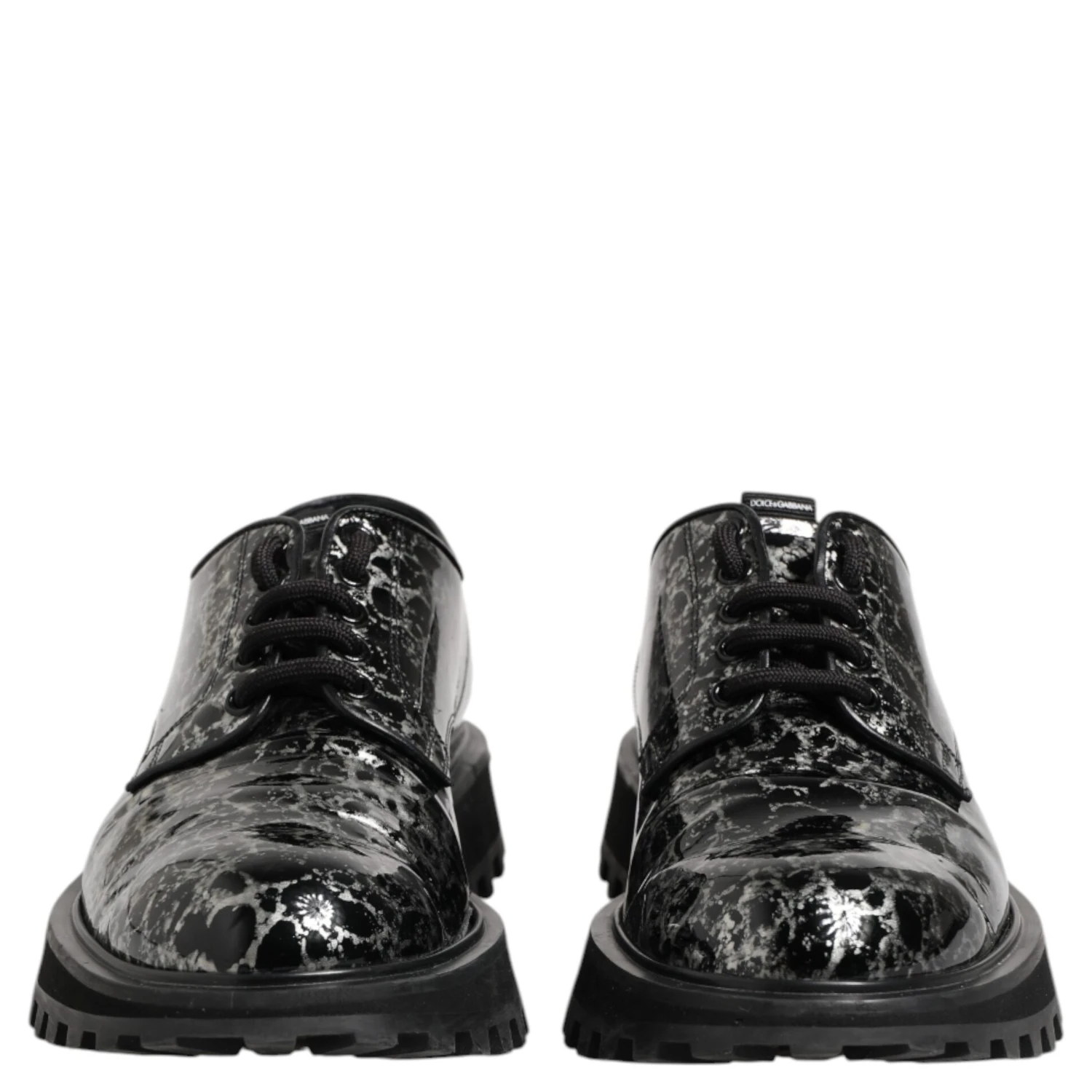 Black White Calfskin Chunky Derby Shoes