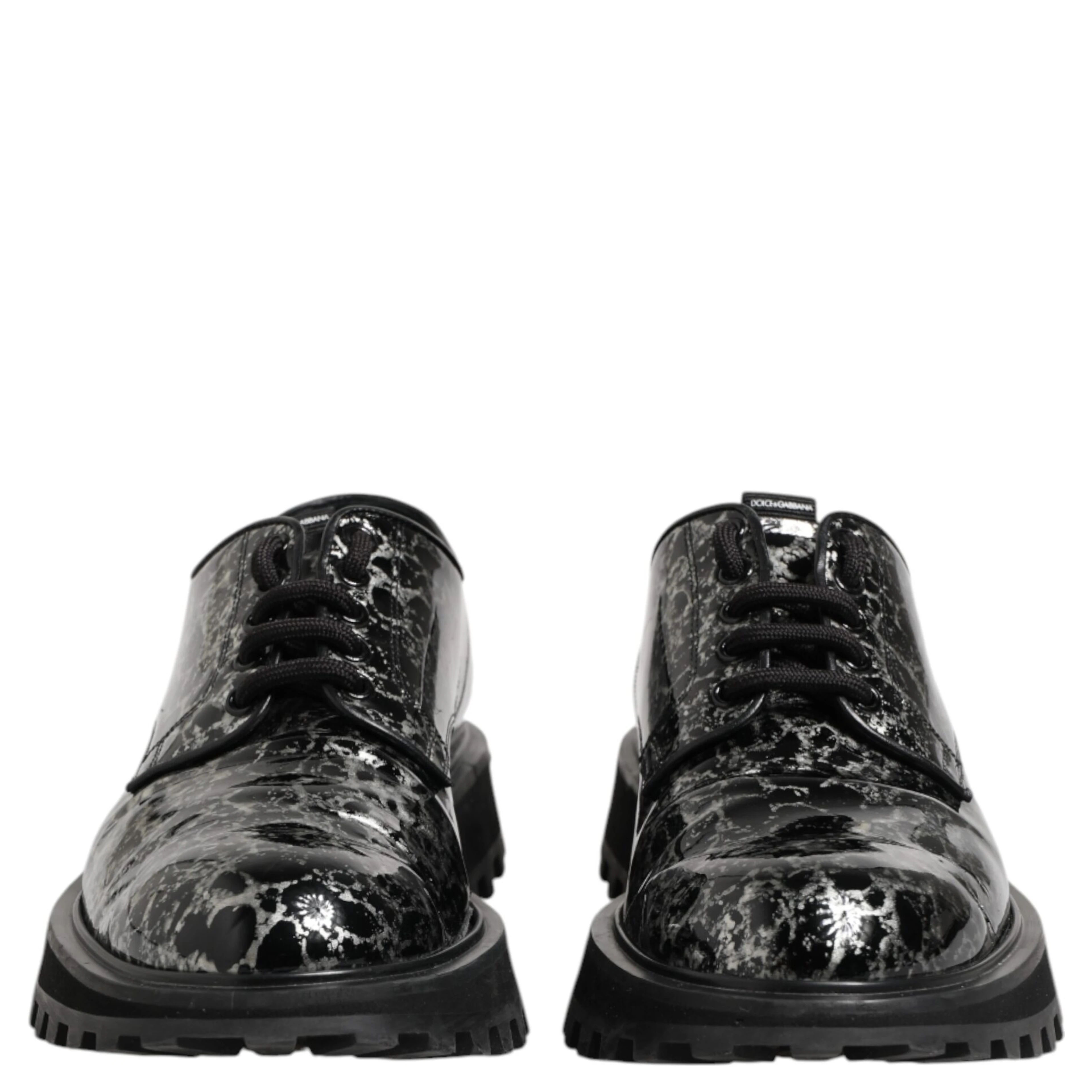 Black White Calfskin Chunky Derby Shoes