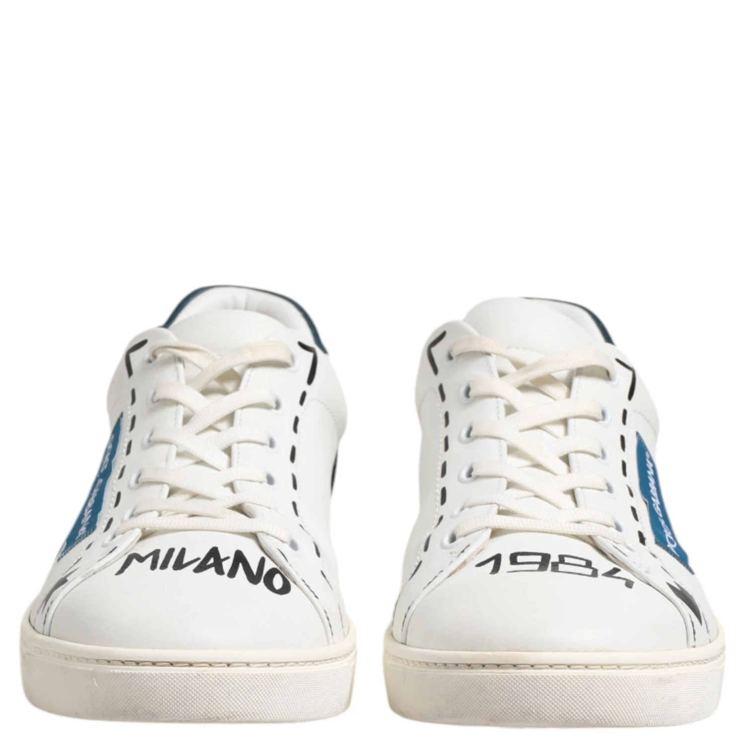 White Leather Printed Low Top Sneakers Shoes
