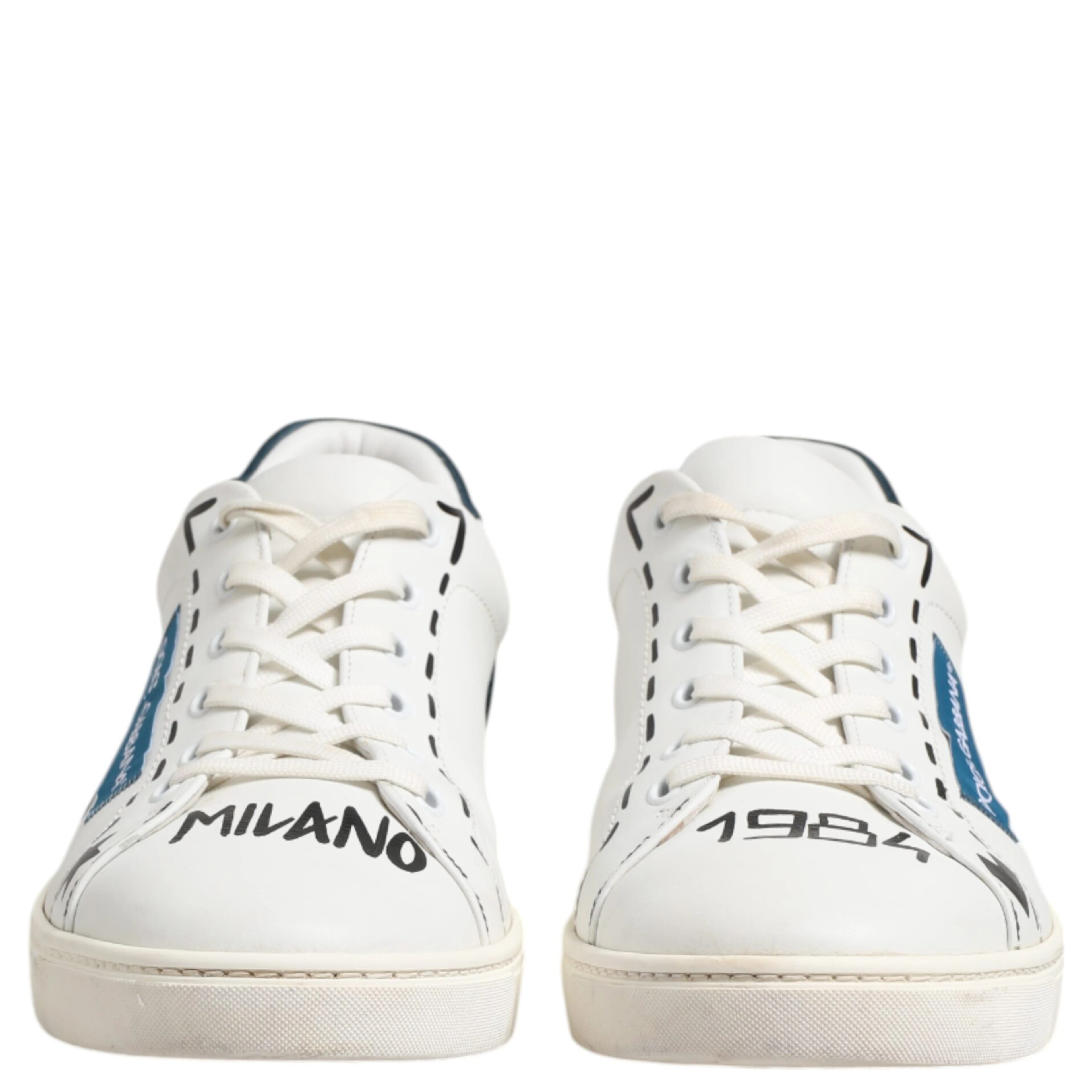 White Leather Printed Low Top Sneakers Shoes