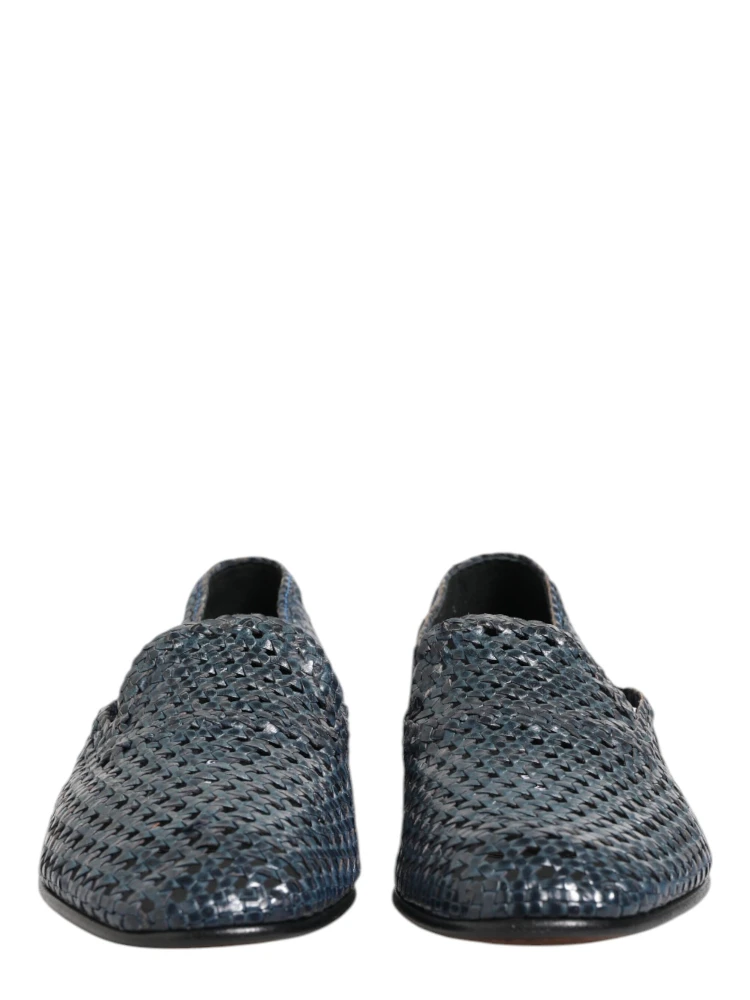 Blue Woven Leather Slip On Loafers Shoes alternative