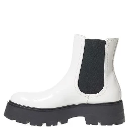 Black And White Leather Chelsea Boots