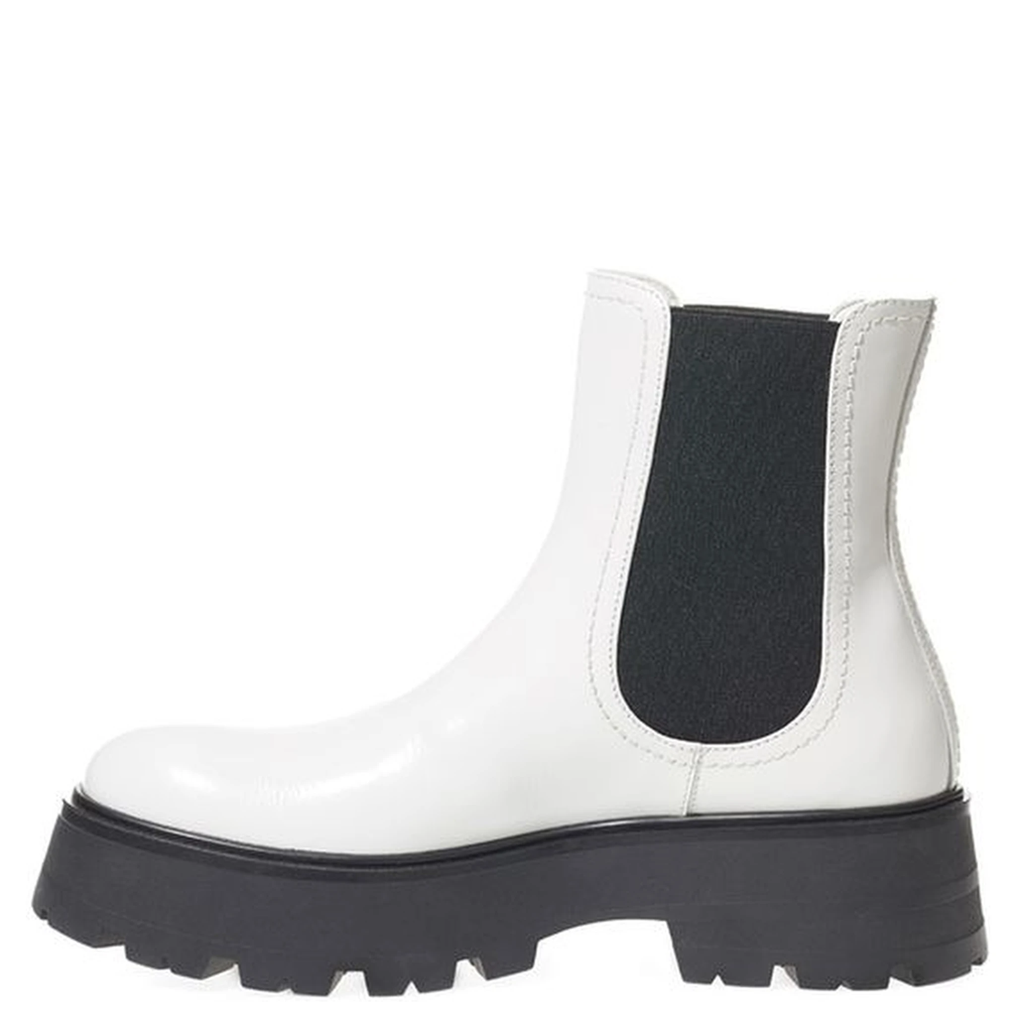 Black And White Leather Chelsea Boots