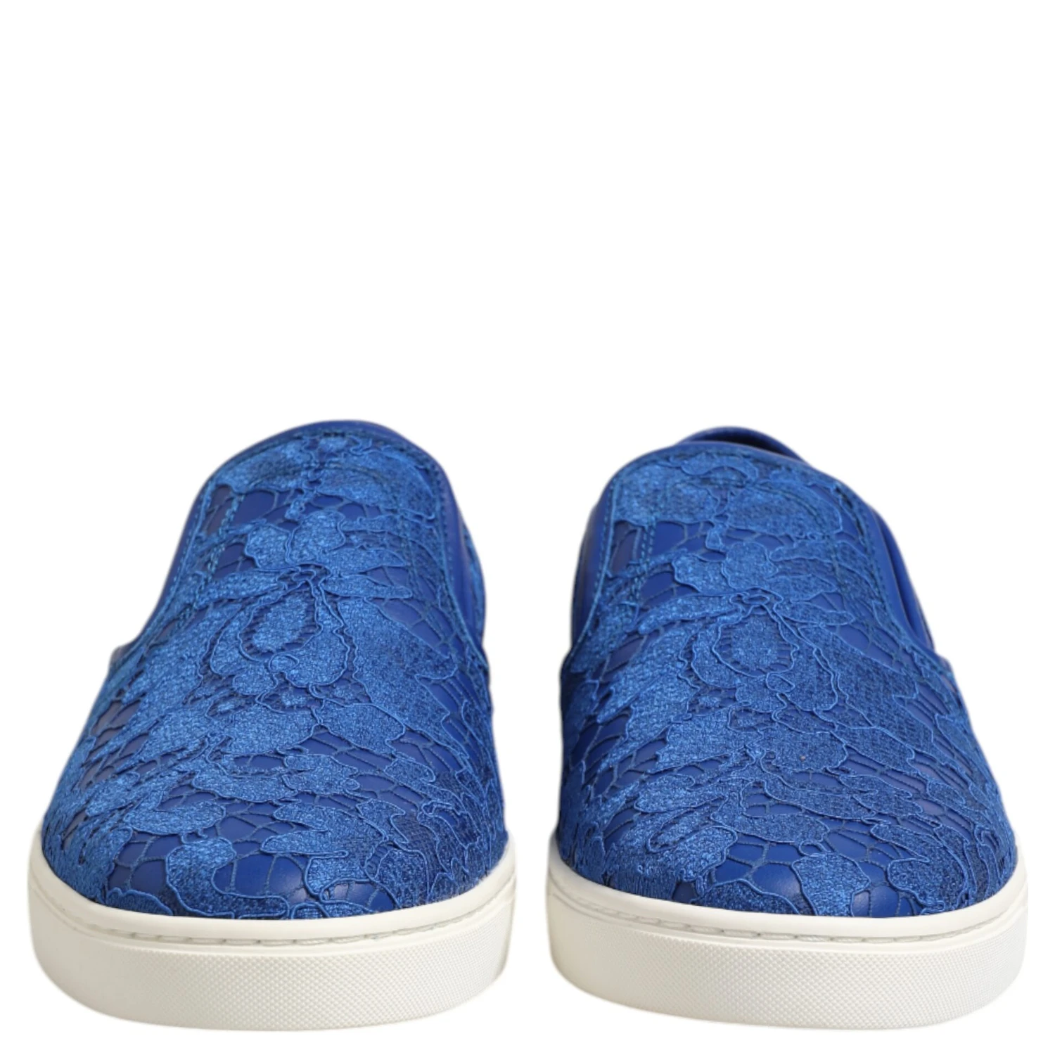 Blue Leather Lace Slip On Sneaker Shoes