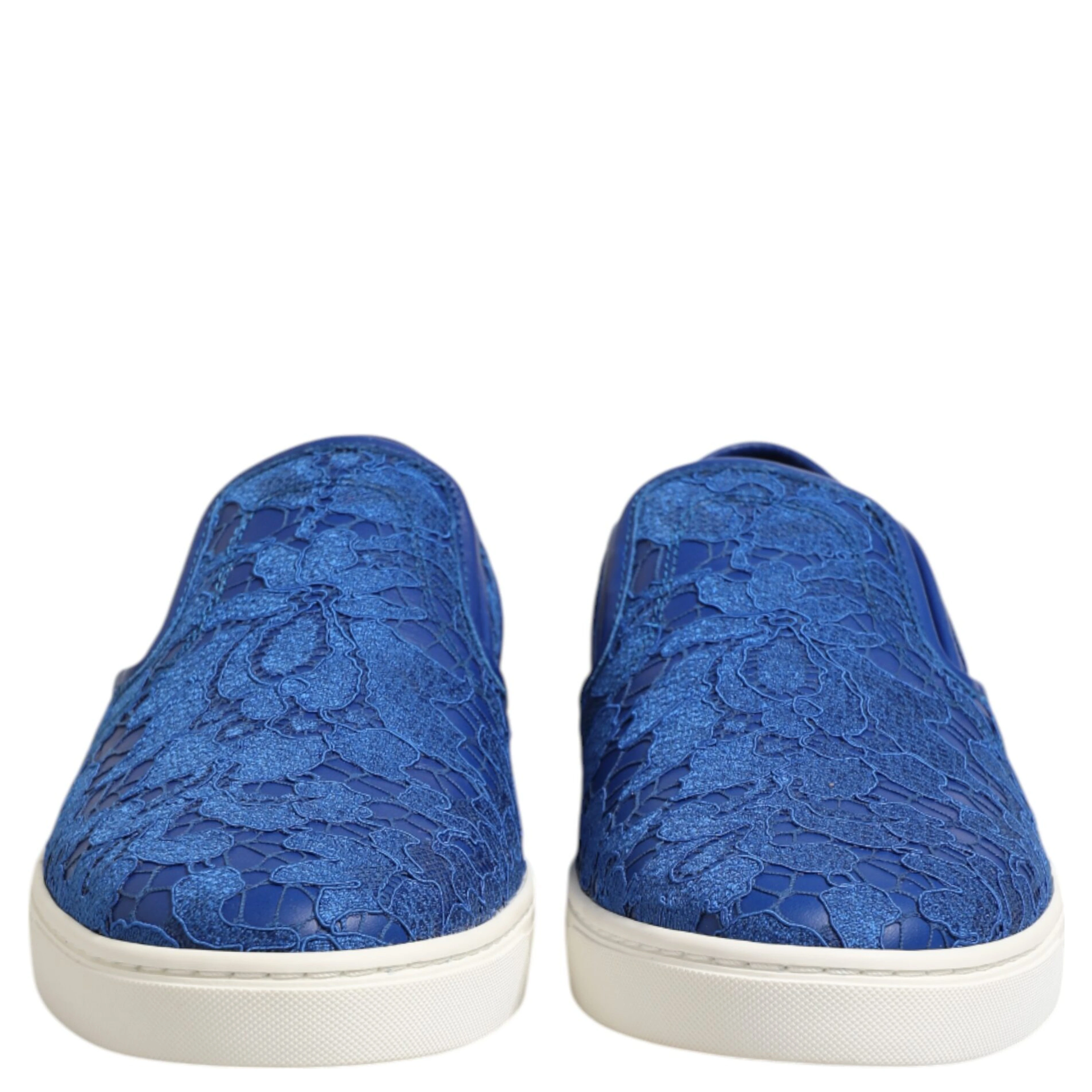 Blue Leather Lace Slip On Sneaker Shoes