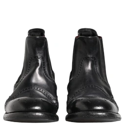 Black Leather Ankle Boots Slip On Shoes