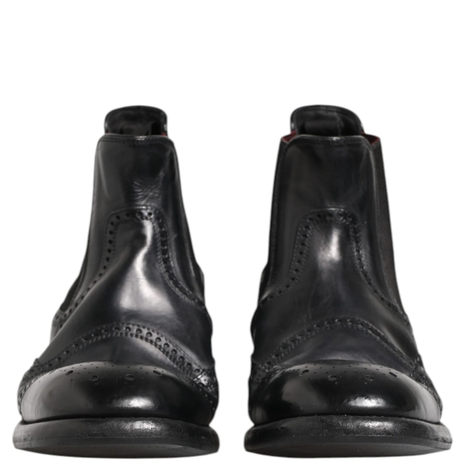 Black Leather Ankle Boots Slip On Shoes