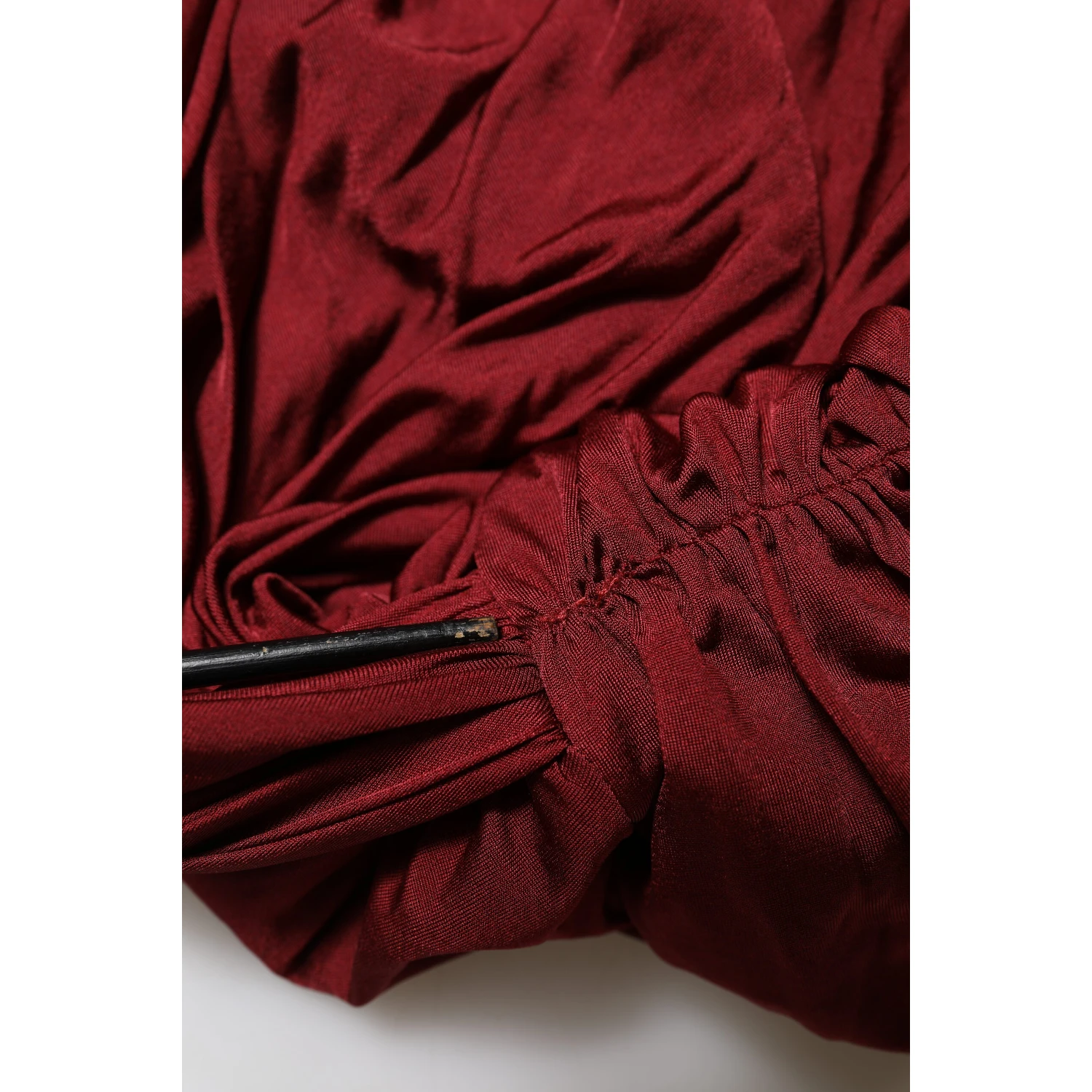 Red Viscose Fitted One Shoulder Midi Dress