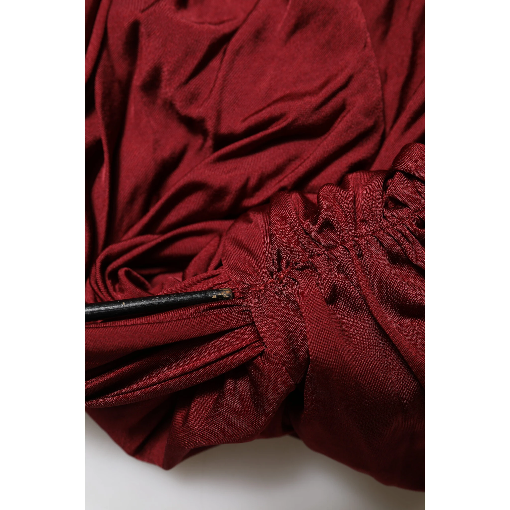 Red Viscose Fitted One Shoulder Midi Dress